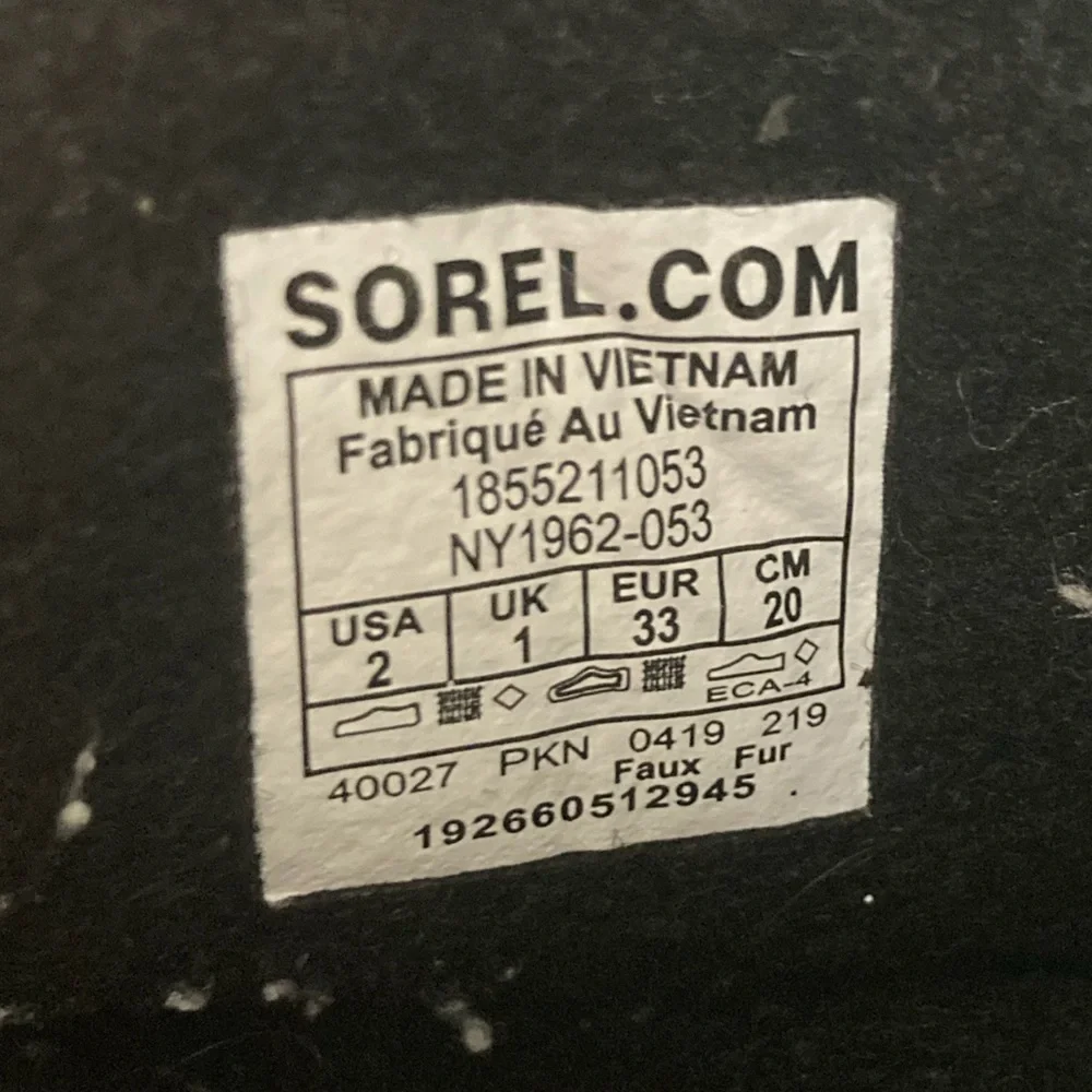 Sorel Your Pac Nylon Waterproof Boots Black Grey Kid’s 2 Winter Snow Ski Holiday